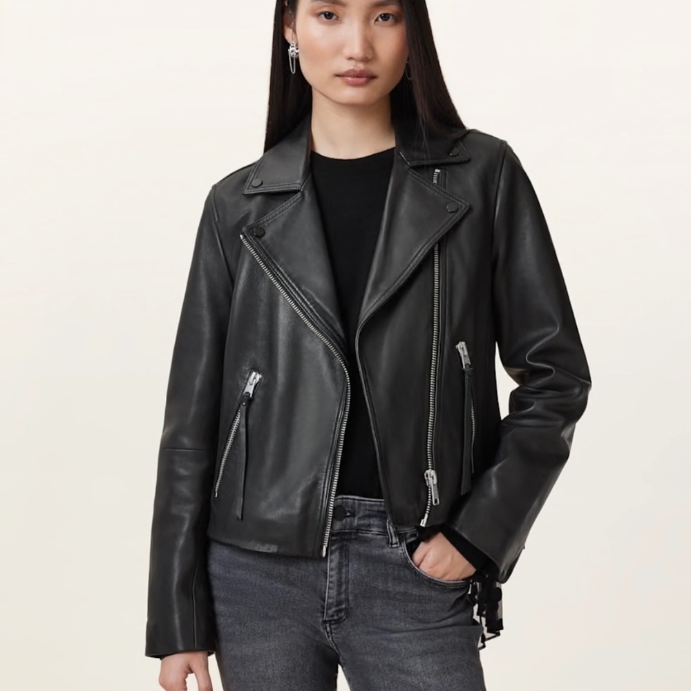 AllSaints DALBY SLIM FIT LEATHER BIKER JACKET